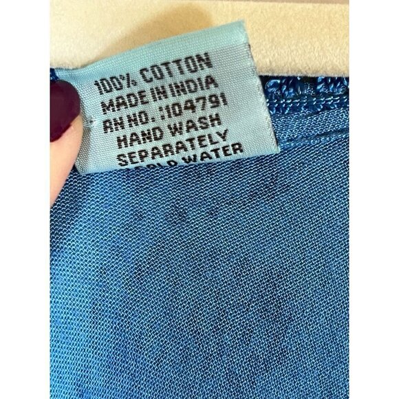 Vintage Floral Lace Top M Blue Coastal Boho Western Hippie Classic 80s Indie - Picture 14 of 15